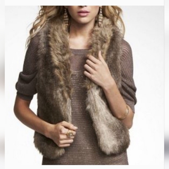 Express Jackets & Blazers - Express Faux Fur Vest - Gray